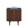 James Martin 670-V30-WLT-3CSP Amberly 30 Inch Mid-Century Walnut Single Sink Vanity with 3 cm Charcoal Soapstone Top