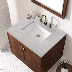 James Martin 670-V30-WLT-3ESR Amberly 30 Inch Mid-Century Walnut Single Sink Vanity with 3 cm Eternal Serena Top