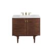 James Martin 670-V36-WLT-3AF Amberly 36 Inch Mid-Century Walnut Single Sink Vanity with 3 cm Arctic Fall Top