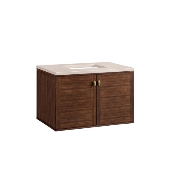 James Martin 670-V36-WLT-3EMR Amberly 36 Inch Mid-Century Walnut Single Sink Vanity with 3 cm Eternal Marfil Top