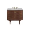 James Martin 670-V36-WLT-3ESR Amberly 36 Inch Mid-Century Walnut Single Sink Vanity with 3 cm Eternal Serena Top