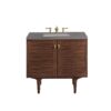 James Martin 670-V36-WLT-3GEX Amberly 36 Inch Mid-Century Walnut Single Sink Vanity with 3 cm Grey Expo Top