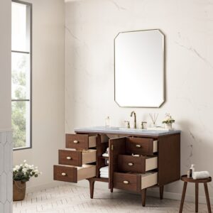 James Martin 670-V48-WLT-3AF Amberly 48 Inch Mid-Century Walnut Single Sink Vanity with 3 cm Arctic Fall Top