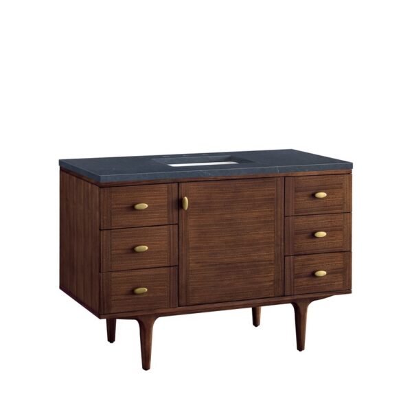 James Martin 670-V48-WLT-3CSP Amberly 48 Inch Mid-Century Walnut Single Sink Vanity with 3 cm Charcoal Soapstone Top