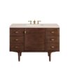 James Martin 670-V48-WLT-3EMR Amberly 48 Inch Mid-Century Walnut Single Sink Vanity with 3 cm Eternal Marfil Top