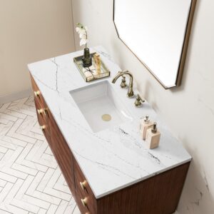 James Martin 670-V48-WLT-3ENC Amberly 48 Inch Mid-Century Walnut Single Sink Vanity with 3 cm Ethereal Noctis Top