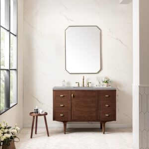 James Martin 670-V48-WLT-3ESR Amberly 48 Inch Mid-Century Walnut Single Sink Vanity with 3 cm Eternal Serena Top