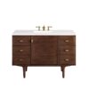 James Martin 670-V48-WLT-3WZ Amberly 48 Inch Single Vanity in Mid-Century Walnut with 3cm White Zeus Top