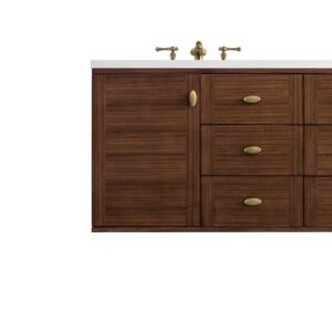 James Martin 670-V60D-WLT Amberly 59 7/8 Inch Mid-Century Walnut Double Sink Vanity Cabinet Only