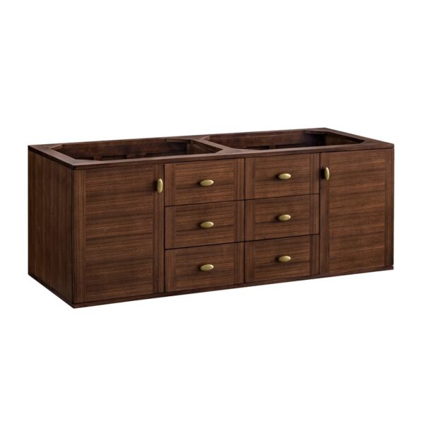 James Martin 670-V60D-WLT Amberly 59 7/8 Inch Mid-Century Walnut Double Sink Vanity Cabinet Only