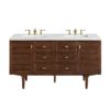 James Martin 670-V60D-WLT-3ENC Amberly 60 Inch Mid-Century Walnut Double Sink Vanity with 3 cm Ethereal Noctis Top