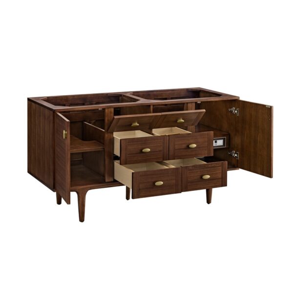 James Martin 670-V60D-WLT Amberly 59 7/8 Inch Mid-Century Walnut Double Sink Vanity Cabinet Only