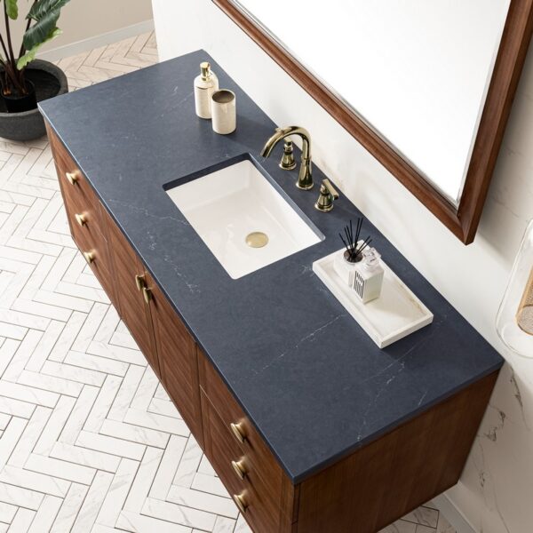 James Martin 670-V60S-WLT-3CSP Amberly 60 Inch Mid-Century Walnut Single Sink Vanity with 3 cm Charcoal Soapstone Top