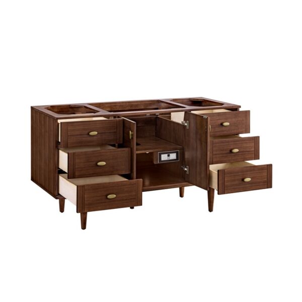 James Martin 670-V60S-WLT Amberly 59 7/8 Inch Mid-Century Walnut Single Sink Vanity Cabinet Only