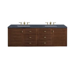 James Martin 670-V72-WLT-3CSP Amberly 72 Inch Mid-Century Walnut Double Sink Vanity with 3 cm Charcoal Soapstone Top