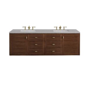 James Martin 670-V72-WLT-3ESR Amberly 72 Inch Mid-Century Walnut Double Sink Vanity with 3 cm Eternal Serena Top