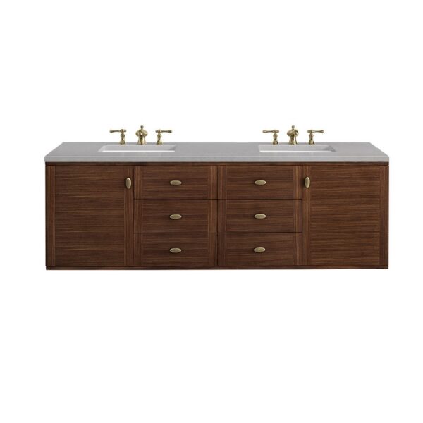 James Martin 670-V72-WLT-3ESR Amberly 72 Inch Mid-Century Walnut Double Sink Vanity with 3 cm Eternal Serena Top