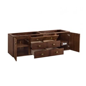 James Martin 670-V72-WLT Amberly 71 7/8 Inch Mid-Century Walnut Double Sink Vanity Cabinet Only