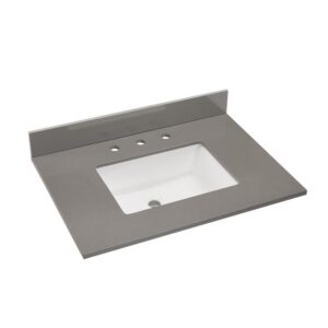 Altair 67031-CTP-CG Madrid 31 Inch Stone effects Vanity Top In Concrete Grey with White Sink