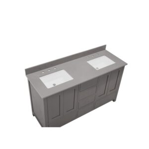 Altair 67061-CTP-CG Madrid 61 Inch Stone effects Vanity Top in Concrete Grey with White Sink