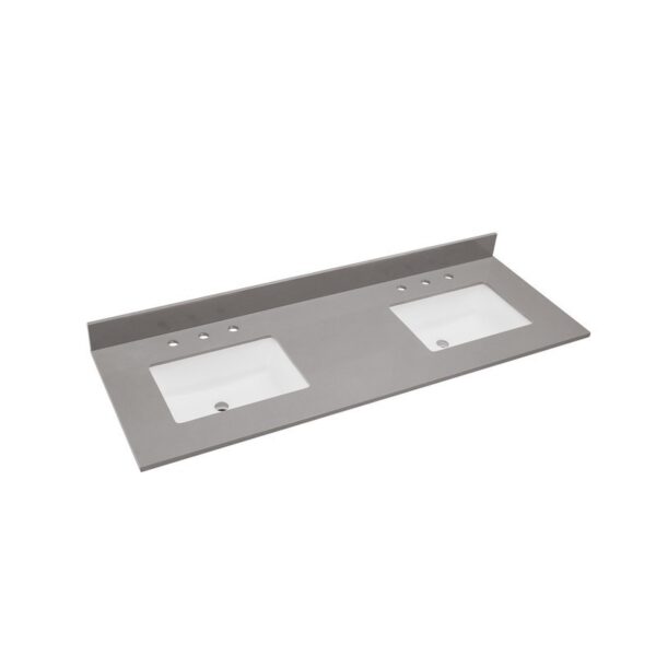 Altair 67061-CTP-CG Madrid 61 Inch Stone effects Vanity Top in Concrete Grey with White Sink