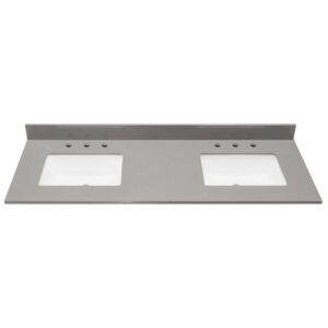 Altair 67061-CTP-CG Madrid 61 Inch Stone effects Vanity Top in Concrete Grey with White Sink