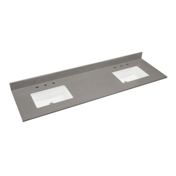 Altair 67073-CTP-CG Madrid 73 Inch Stone effects Vanity Top in Concrete Grey with White Sink