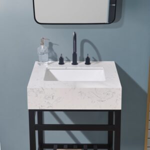 Altair 68024-CTP-AWAP Merano 24 Inch Stone Effects Vanity Top with White Sink - Aosta White Apron