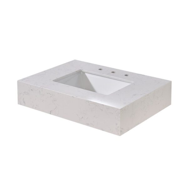 Altair 68030-CTP-AWAP Merano 30 Inch Stone Effects Vanity Top with White Sink - Aosta White Apron