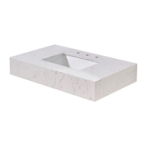 Altair 68036-CTP-AWAP Merano 36 Inch Stone Effects Vanity Top with White Sink - Aosta White Apron