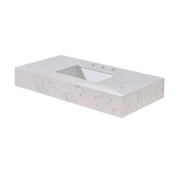 Altair 68042-CTP-AWAP Merano 42 Inch Stone Effects Vanity Top with White Sink - Aosta White Apron