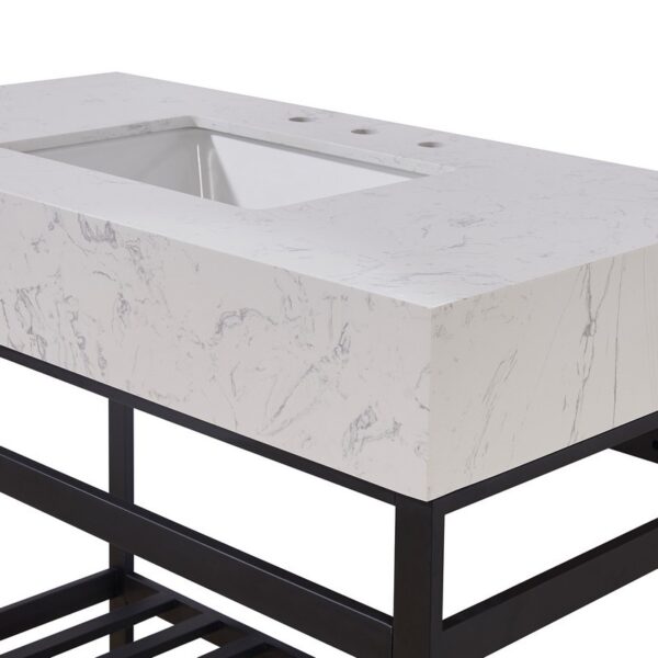 Altair 68042-CTP-AWAP Merano 42 Inch Stone Effects Vanity Top with White Sink - Aosta White Apron