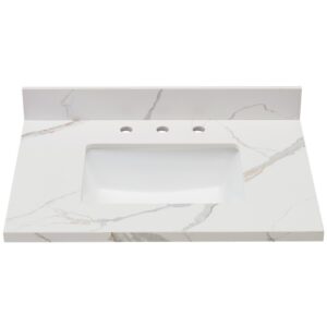 Altair 69031-CTP-CW Eivissa 31 Inch Stone effects Vanity Top in Calacatta White with White Sink