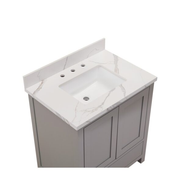 Altair 69031-CTP-CW Eivissa 31 Inch Stone effects Vanity Top in Calacatta White with White Sink