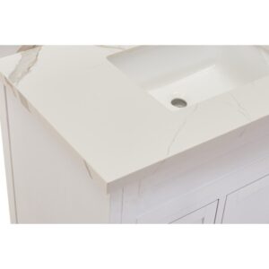 Altair 69037-CTP-CW Eivissa 37 Inch Stone effects Vanity Top in Calacatta White with White Sink