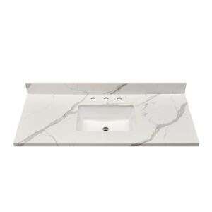 Altair 69049-CTP-CW Eivissa 49 Inch Stone effects Vanity Top in Calacatta White with White Sink