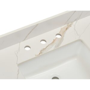 Altair 69061-CTP-CW Eivissa 61 Inch Stone effects Vanity Top in Calacatta White with White Sink