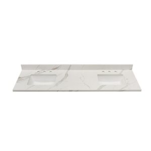 Altair 69073-CTP-CW Eivissa 73 Inch Stone effects Vanity Top in Calacatta White with White Sink