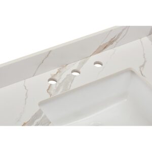 Altair 69073-CTP-CW Eivissa 73 Inch Stone effects Vanity Top in Calacatta White with White Sink