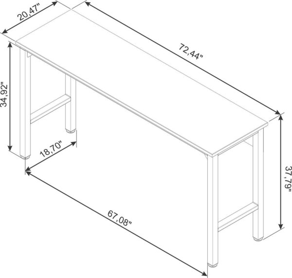 Manhattan Comfort Fortress 72.4" Natural Wood and Steel Garage Table in Charcoal Grey