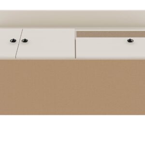 Manhattan Comfort Tribeca 53.94 Mid-Century Modern TV Stand and Panel with Media and Display Shelves in Off White