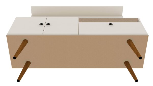 Manhattan Comfort Tribeca 53.94 Mid-Century Modern TV Stand and Panel with Media and Display Shelves in Off White