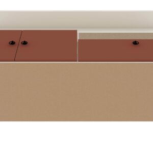 Manhattan Comfort Tribeca 53.94 Mid-Century Modern TV Stand and Panel with Media and Display Shelves in Off White and Terra Orange Pink