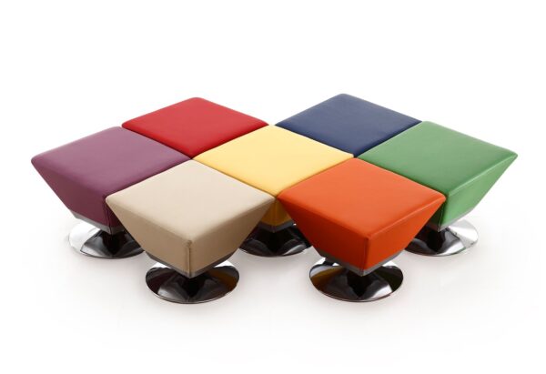 Manhattan Comfort Diamond Swivel Ottoman Set of 7 in Multi Colors of Blue, Red, Purple, Green, Orange, Tan, and Yellow