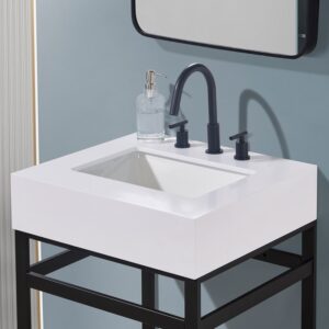 Altair 70024-CTP-SWAP Edolo 24 Inch Stone Effects Vanity Top with White Sink - Snow White Apron