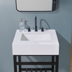 Altair 70024-CTP-SWAP Edolo 24 Inch Stone Effects Vanity Top with White Sink - Snow White Apron