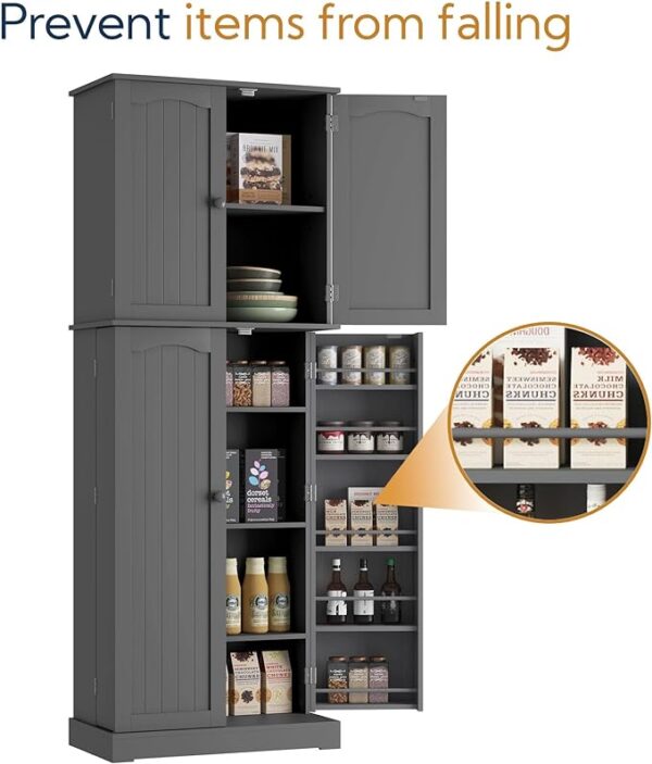 RetailHuntUSA Tall Kitchen Pantry Storage Cabinet with Doors and Shelves, Wooden Food Pantry Farmhouse Cupboard Freestanding Buffet for Kitchen