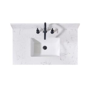 Altair 72037-CTP-AW Trento 37 Inch Stone Effects Vanity Top with White Sink - Aosta White