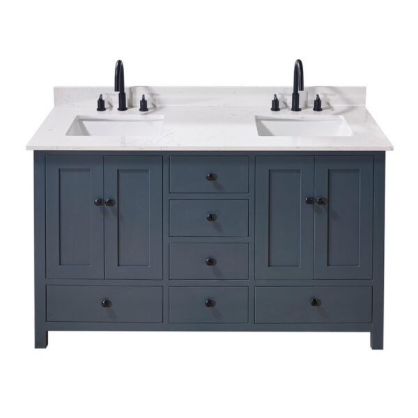 Altair 72061-CTP-AW Trento 61 Inch Stone Effects Vanity Top with Double White Sink - Aosta White