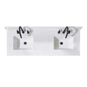 Altair 72061-CTP-AW Trento 61 Inch Stone Effects Vanity Top with Double White Sink - Aosta White